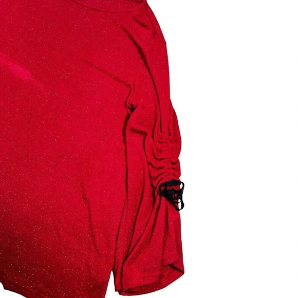 Juicy Couture Sweater Plus Size XXL Hollyberry Red Maroon 3/4 Bell Sleeves Bow - Picture 5 of 6